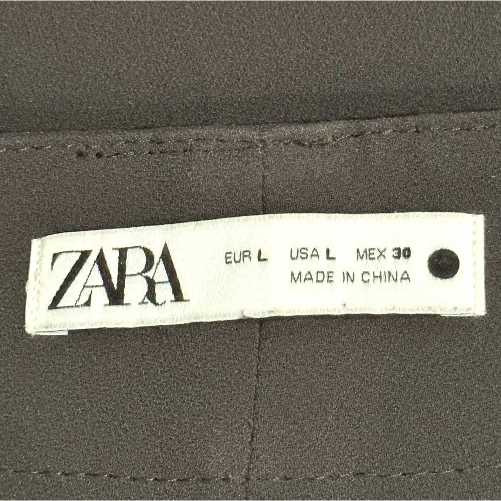 ZARA Francoise Olive Green High Rise Trouser Pants Size Large - Picture 9 of 9